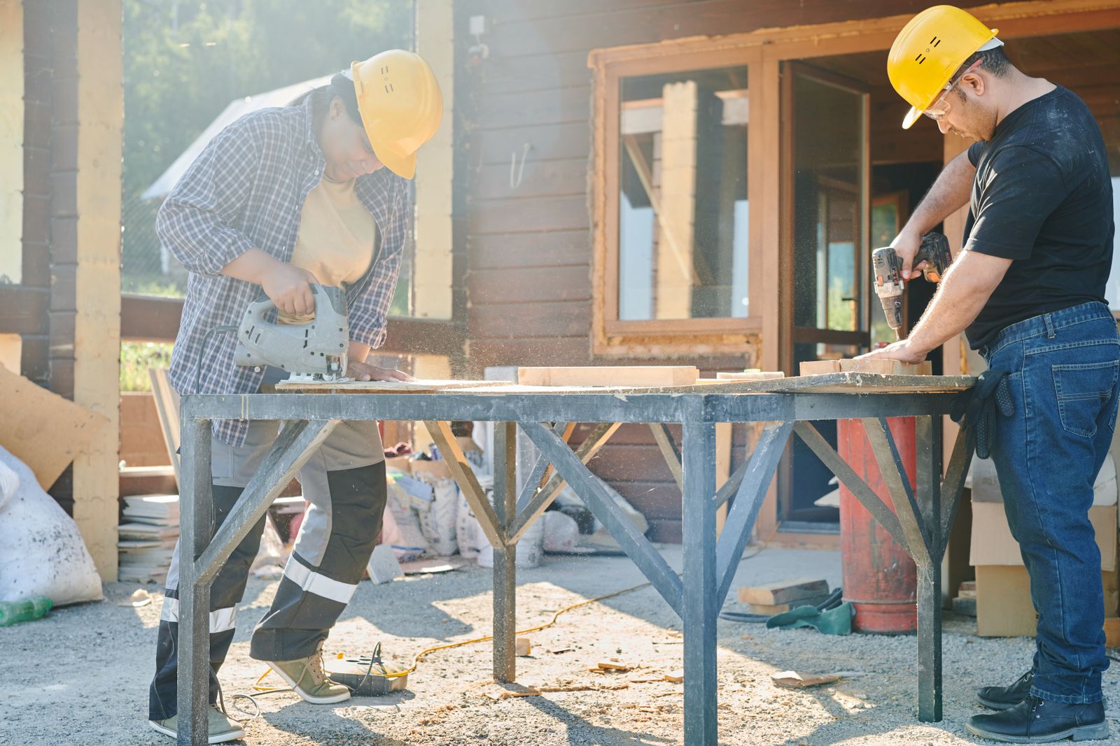 Local pros at work on a home